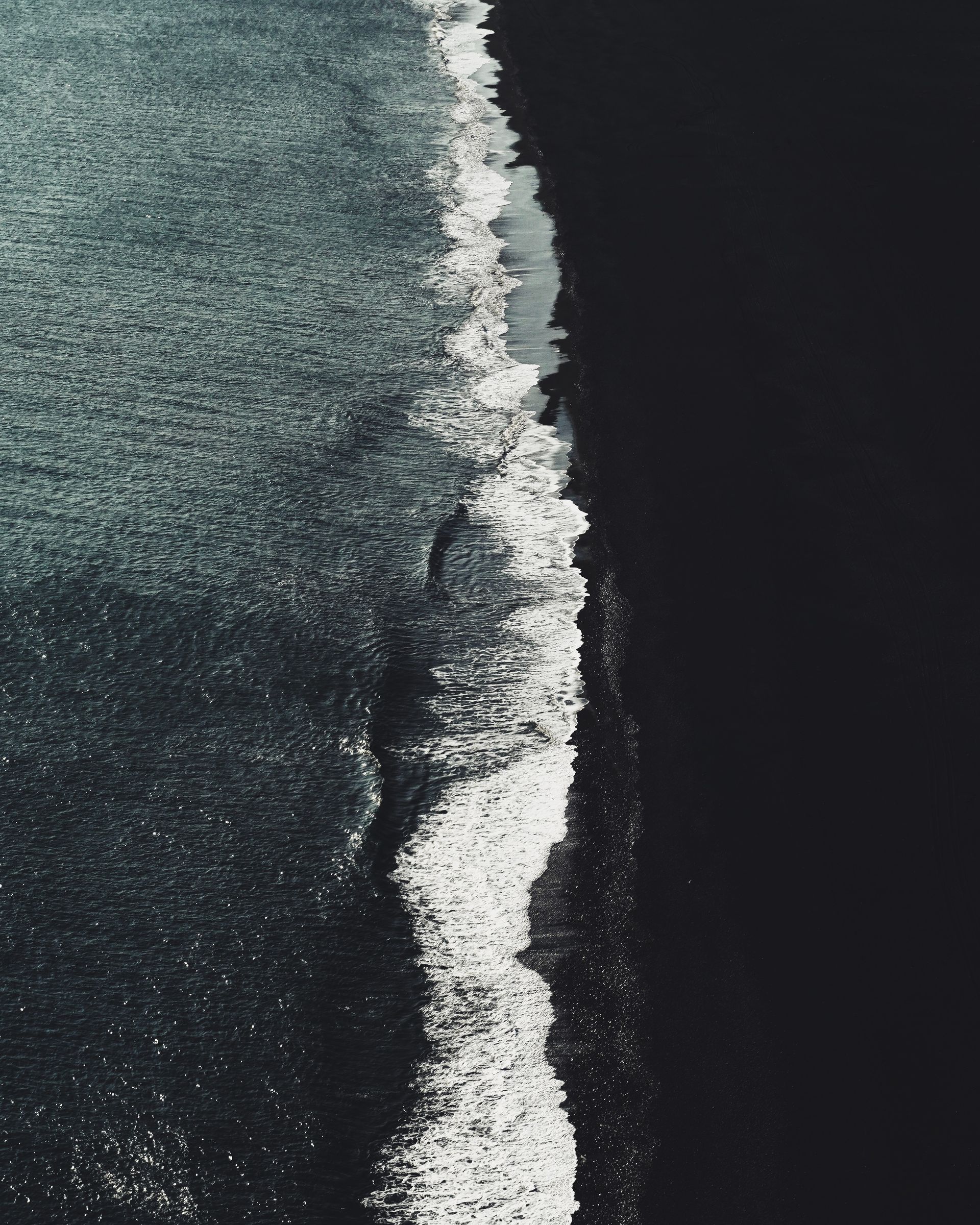 Dark ocean waves at night